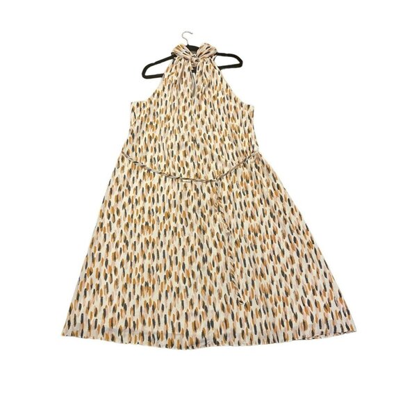 Banana Republic Factory Women Twist Neck Satin Midi Dress Size XL NWT Print - Picture 3 of 10